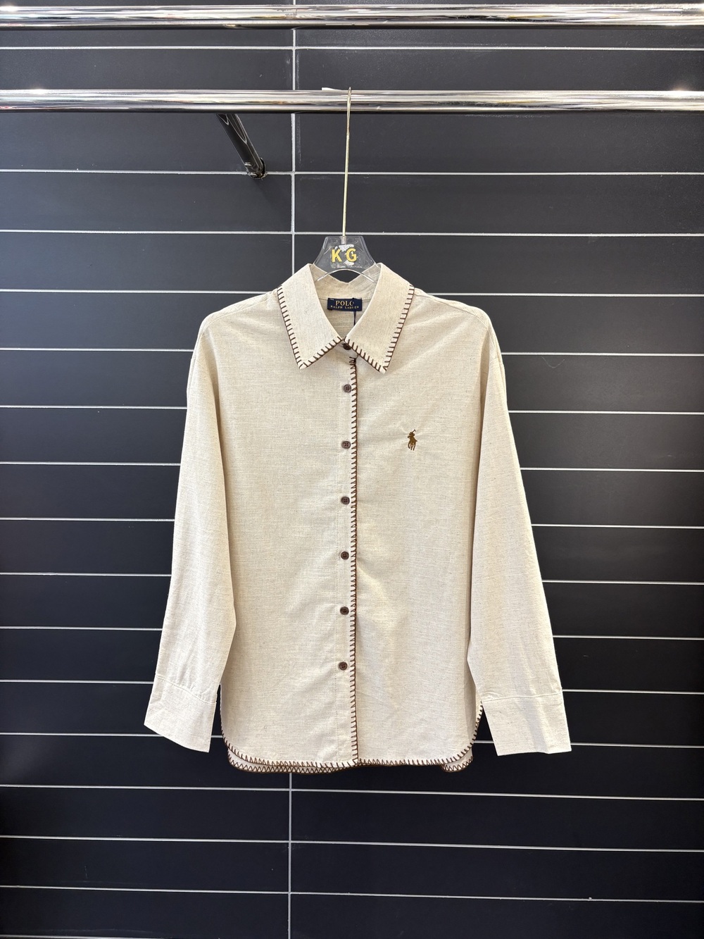 Polo Ralph Lauren khaki-colored shirt and pants cotton and linen suit - Picture 3 of 8